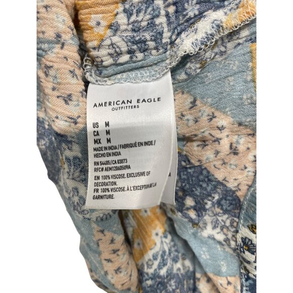 American Eagle Medium Floral Patchwork Blouse With Lace Trim - Picture 5 of 5